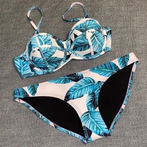 Tropical print neoprene swimsuit